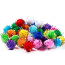 Декоративные помпоны с люрексом для творчества Pom-poms-1.5, d-15 мм, 54 шт