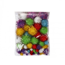 Декоративные помпоны с люрексом для творчества Pom-poms-4, d-1,5/2.5 см, 20 шт