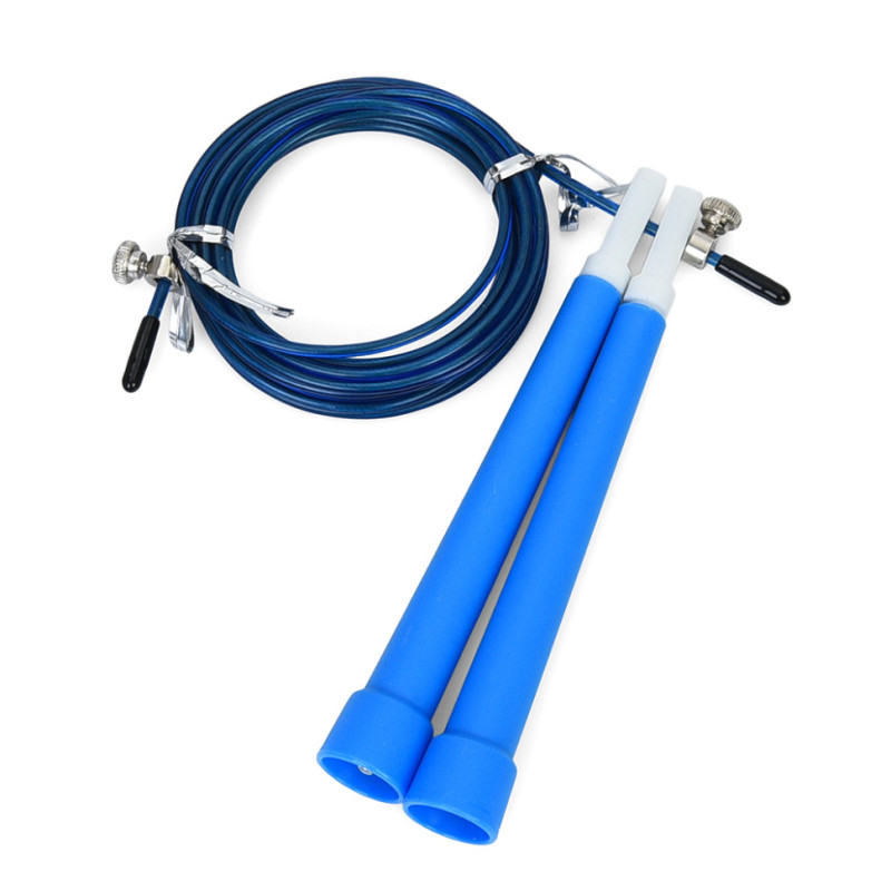 Скакалка скоростная MS 3765(Blue) 290 см, ручка пластик, веревка резина+металл