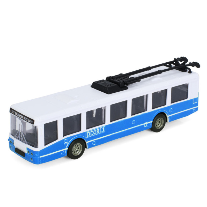 Игрушечный инерционный троллейбус 6336(Blue) резиновые колеса, 17 см
