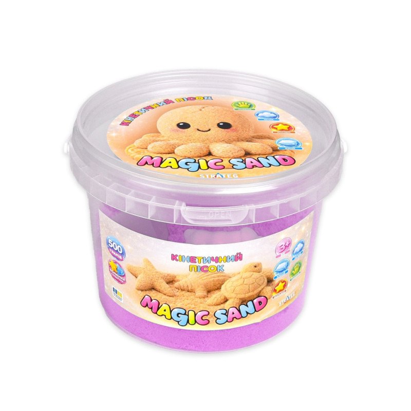 Кинетический песок Magic Sand 31196 фиолетовый 500 гр, формочки 4 шт