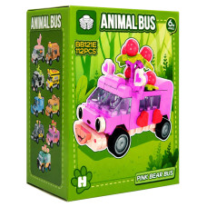 Дитячий конструктор Pink Bear Bus BB121E-H серії "Animal Bus", 112 деталей