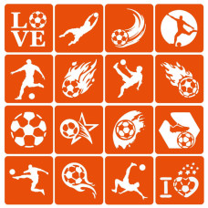 Набір трафаретів для біотату "Футбол" (football-simple-16) 16 шт, 6х6 см