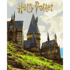 Картина за номерами "Harry Potter: Пейзаж Гоґвортсу" KHO5232 з фарбами металік 40x50 см