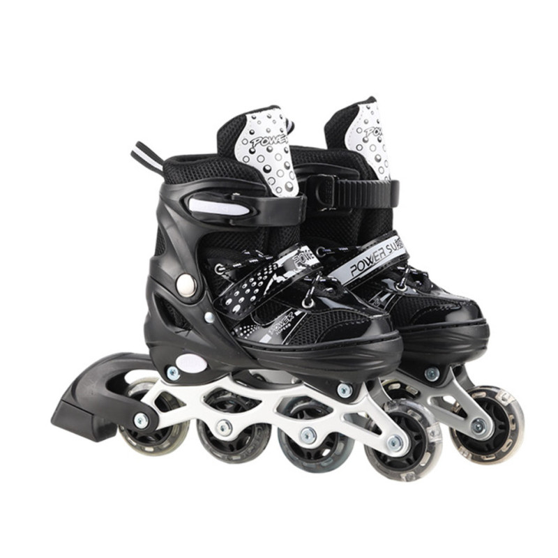 Роликовые коньки RL2501(Black) колеса PVC, размер S (30-33), со светом