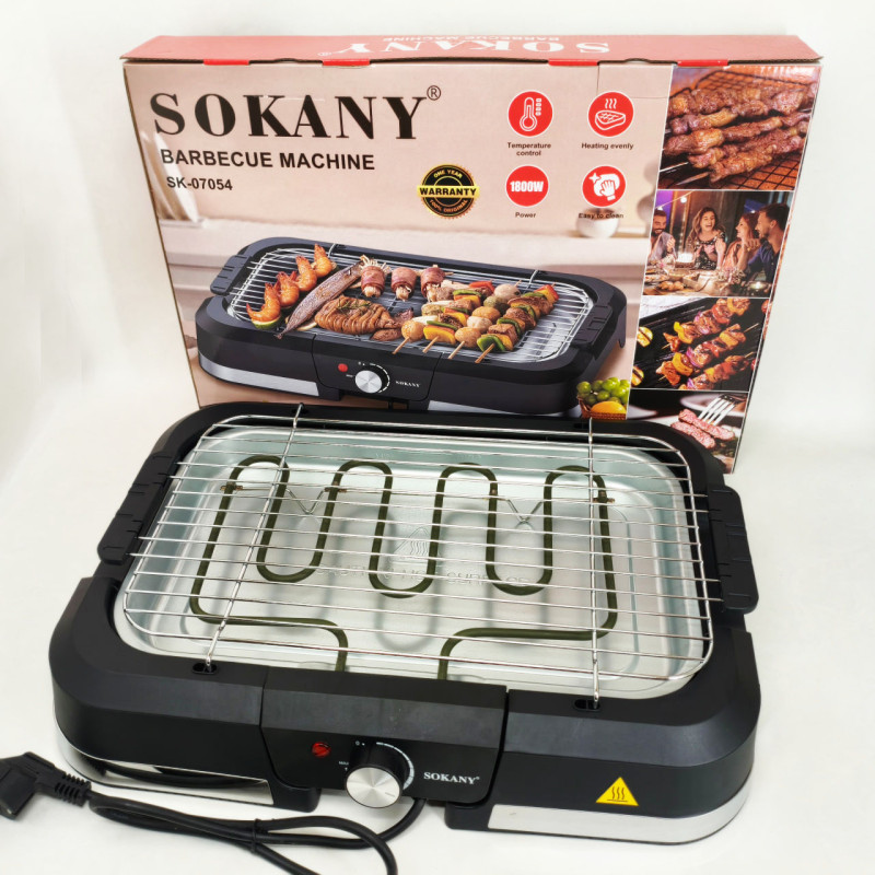 Барбекю электрический гриль Sokany SK-07054 2000Вт настольный бездымный для приготовления мяса и овощей
