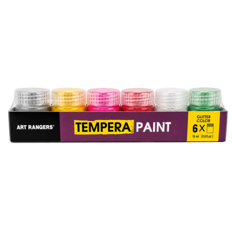 Набор красок TEMPERA Glitter Art Rangers PT24.06015.A водорастворимые, 6 цветов, 15 мл