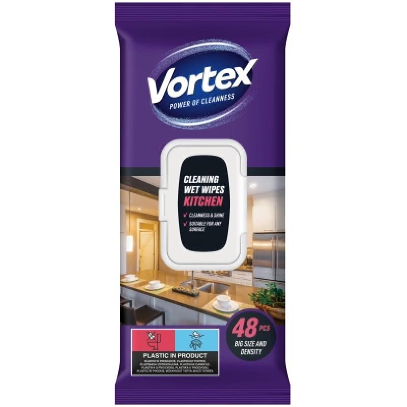 Салфетки для уборки Vortex Влажные Для кухни С клапаном 48 шт. (4823071641257)