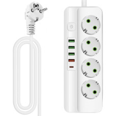 Мережевий фільтр-подовжувач 4 розетки 4USB Type-C Port 3m Glanse