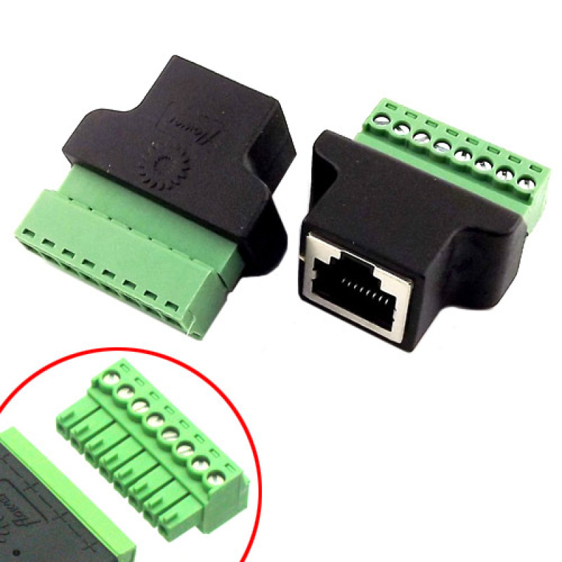 Переходник RJ45 8P8C витая пара разъем мама - клеммники 8pin