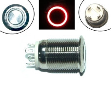 Кнопка 12мм возвратная, 12-24В, красный LED, 4pin, 12C-P10D