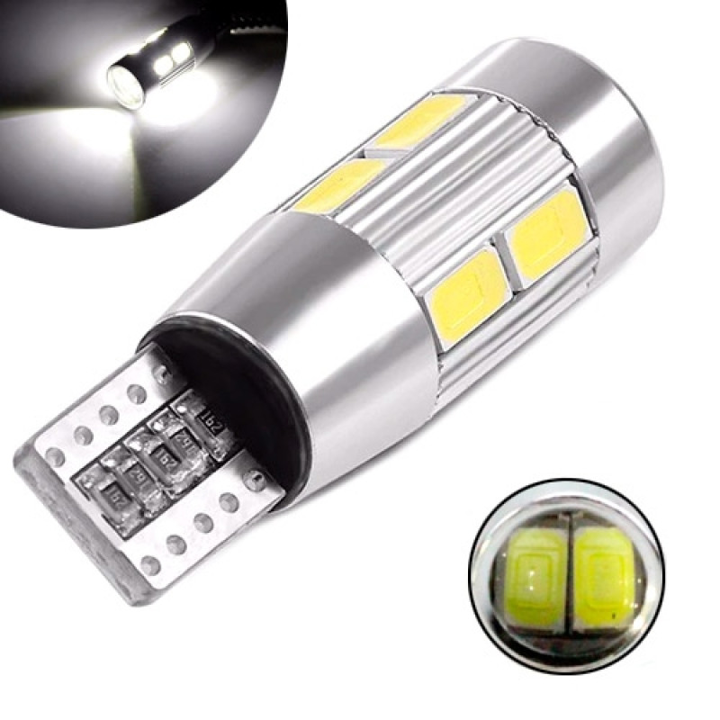 LED T10 W5W лампа в автомобиль 2шт, 10 SMD 5630, с обманкой Canbus, белый
