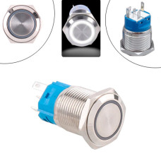 Кнопка 22мм фиксирующаяся, 12-24В, белый LED, 5pin, 22F-11EZ