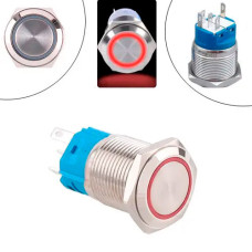 Кнопка 22мм фиксирующаяся, 12-24В, красный LED, 5pin, 22F-11EZ