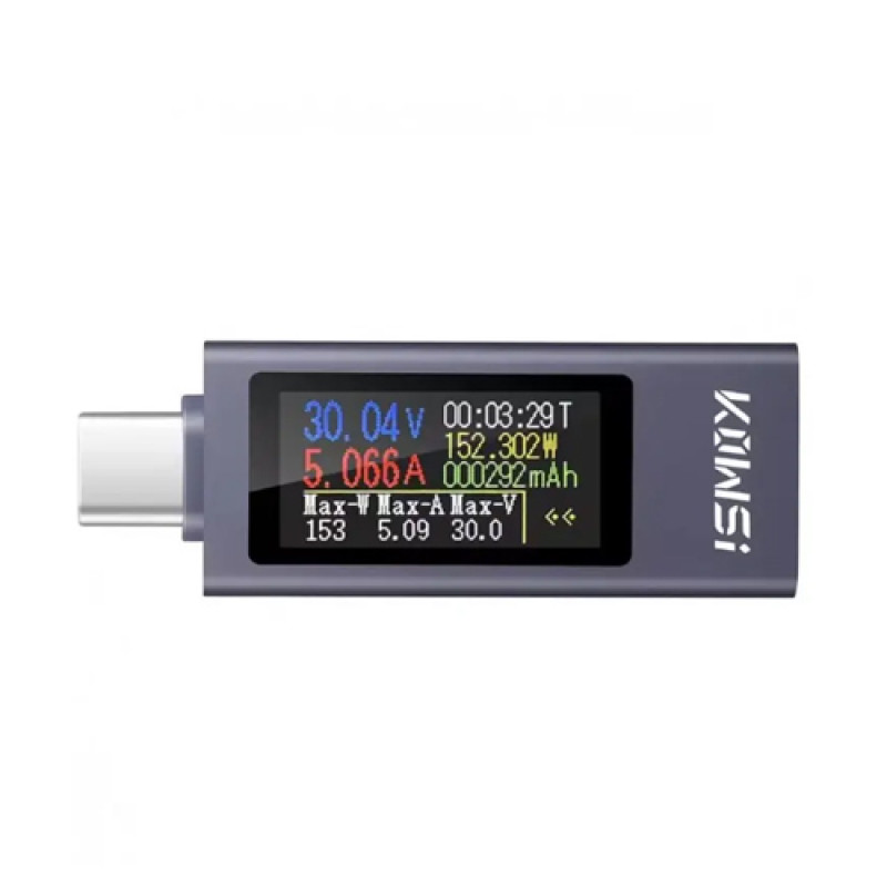 USB тестер тока напряжения мощности энергии 4-30В 0-12А, Type-C, KWS-2302C