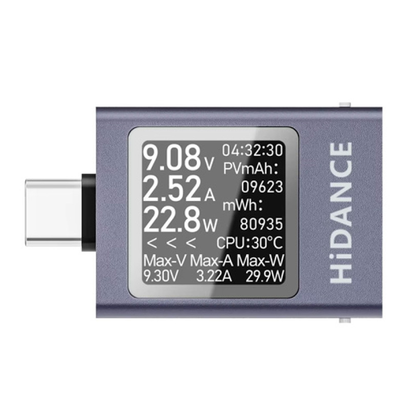 USB тестер тока напряжения емкости, Type-C, Hidance HDC-085C