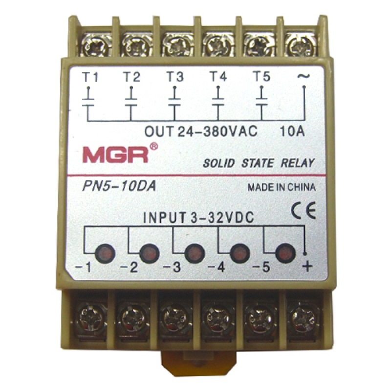 5-канальное твердотельное реле SSR PN5-10DA 10А DC-AC