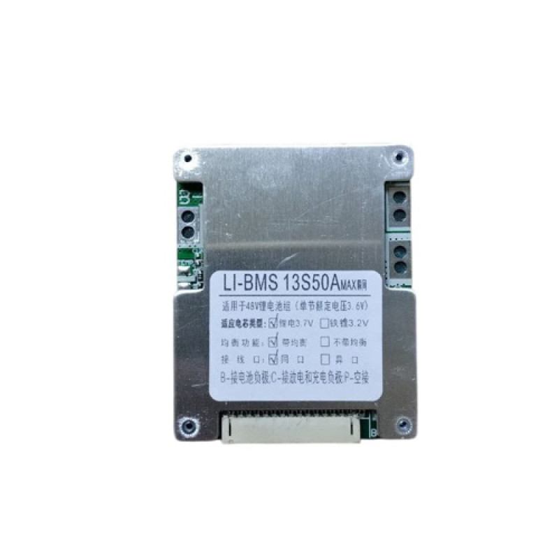 BMS контроллер 13S 50А плата заряда защиты 13х Li-ion 48В с балансиром