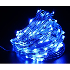 Гірлянда світлодіодна роса на батарейках 10 м, 100 LED (Синій)