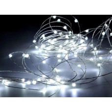 Гірлянда світлодіодна роса на батарейках 10 м, 100 LED (Білий)