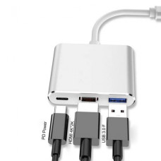 Hub адаптер из Type-c в HDMI 3in1 для ПК DVD HDTV (для отображения медиа файлов на ТВ)