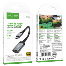 Кабель переходник с Type-C male to HDMI для подключения техники 0.2м