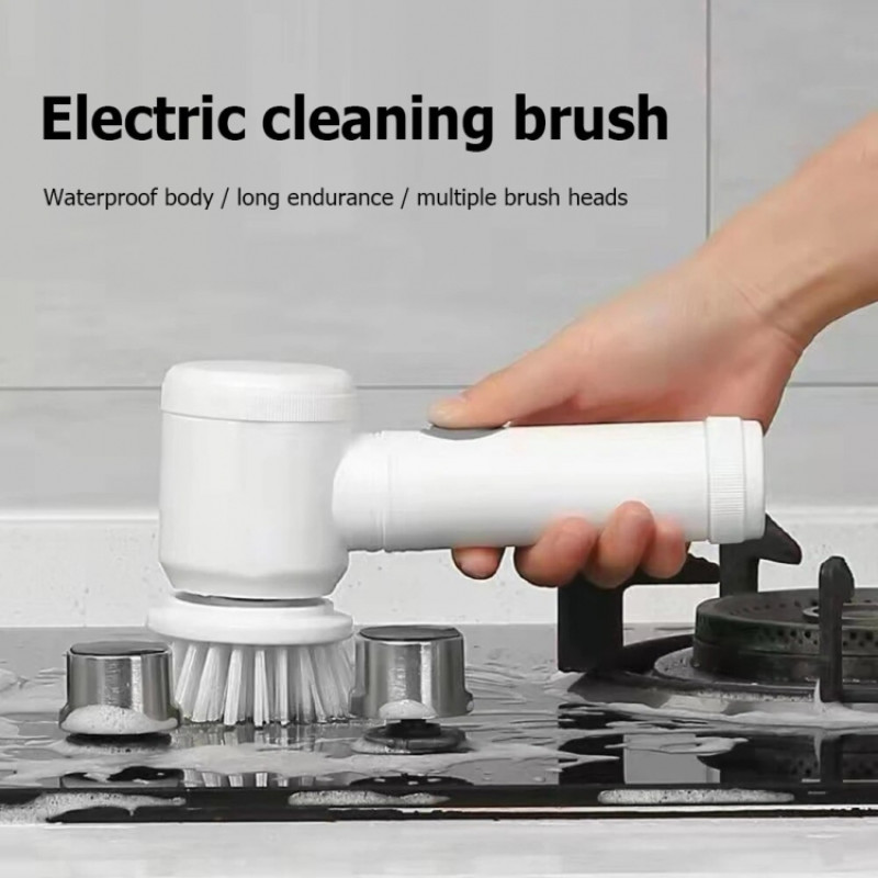 Электрическая щетка для мытья посуды с насадками Magic Brush. Многофункциональная аккумуляторная щетка для уборки 3в1