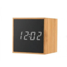 Часы будильник куб дерево Bamboo Led Clock (Белый)