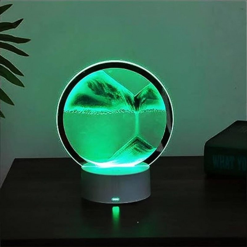 Ночник 3D зыбучие пески с Led подсветкой 7 режимов зеленый песок