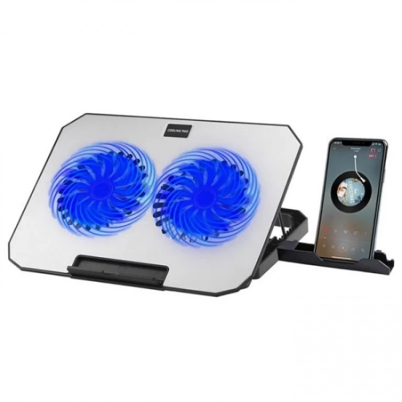 Подставка для ноутбука с охлаждением и держателем для телефона RGB light White