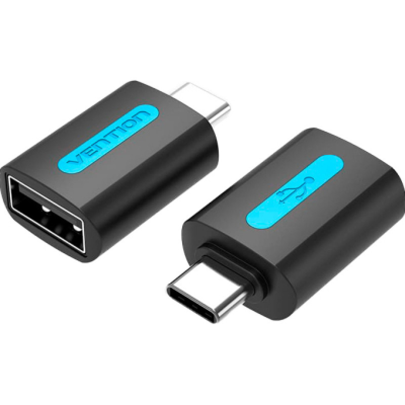 Перехідник USB 2.0 Type-C --> USB AF (OTG)  PVC Vention чорний