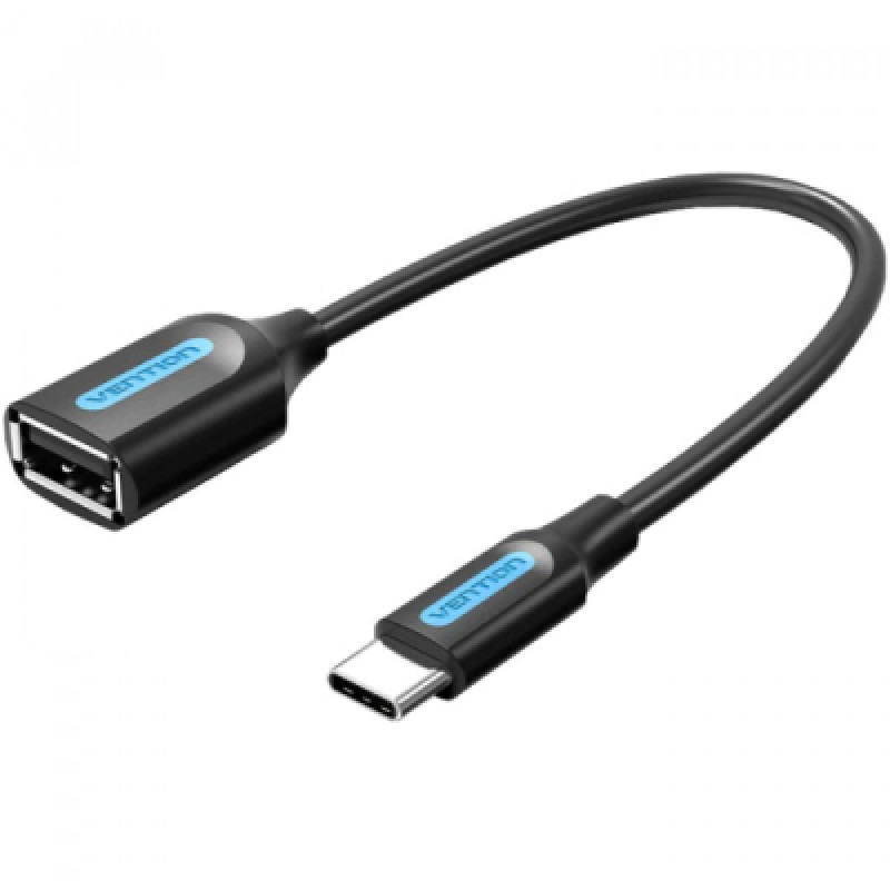 Перехідник USB 2.0 Type-C --> USB AF (OTG), 0.15 m  PVC Vention чорний