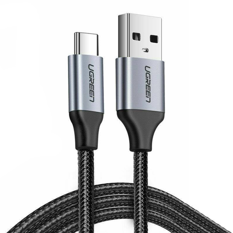 Кабель USB 2.0 AM-Type-C M, 2 м, 60W Nickel Plating Aluminum Braid Чорний, US288 UGREEN