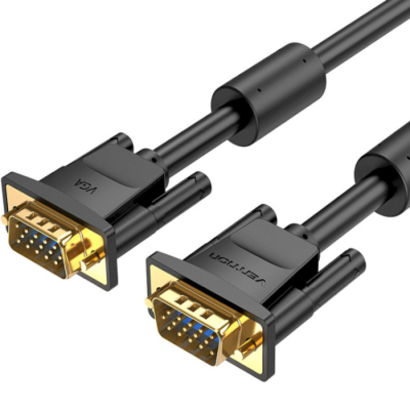 Кабель VGA 15M-15M, 2.0 м, з ферритами, чорний Vention