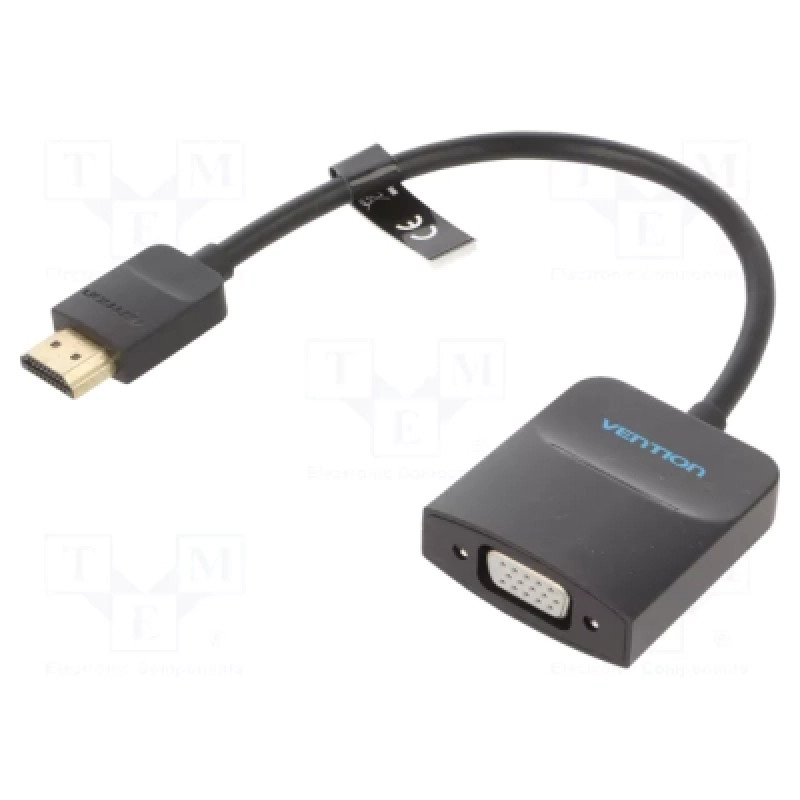 Перехідник HDMI M -> VGA F, 1080P 60Hz, кабель 0,15м, Vention чорний