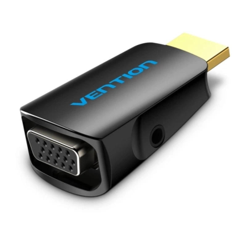 Перехідник HDMI M -> VGA F, 1080P 60Hz, 3,5мм Audio, Vention чорний