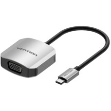 Перехідник USB 3.1 Type-C --> VGA (F), 1080p 60Hz, кабель 0.15м, Vention сірий
