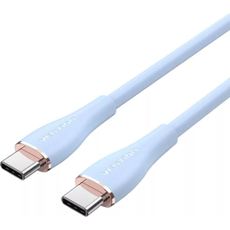 Кабель USB 2.0 Type-C M-M, 1.0 м 100W Light Blue Silicone Vention