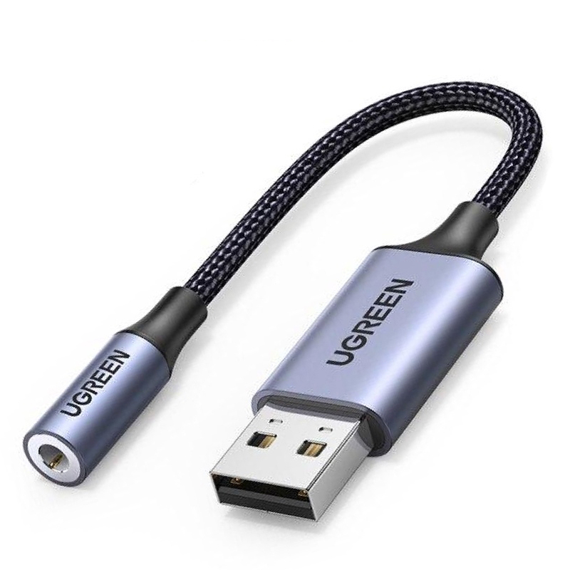Звукова карта USB AUX jack, TRRS (Mic + Ear) KT0210 25 СМ Ugreen Чорна CM477