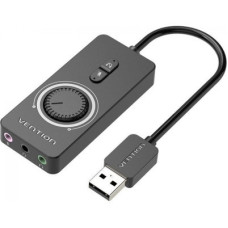 Звукова карта USB AUX jack, 3*TRS (Mic + Ear) 0.15m Volume Control чорна