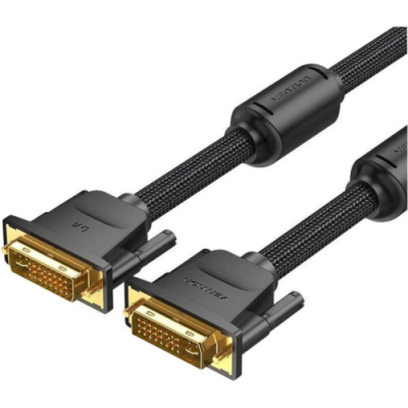 Кабель DVI-D 24M - 24M, 8.0 м, 2K 60Hz обплетення, з феритами Vention