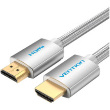 Кабель HDMI M - M, 15.0 м, V2.0, 4K обплетення, Silver Metal Type Vention
