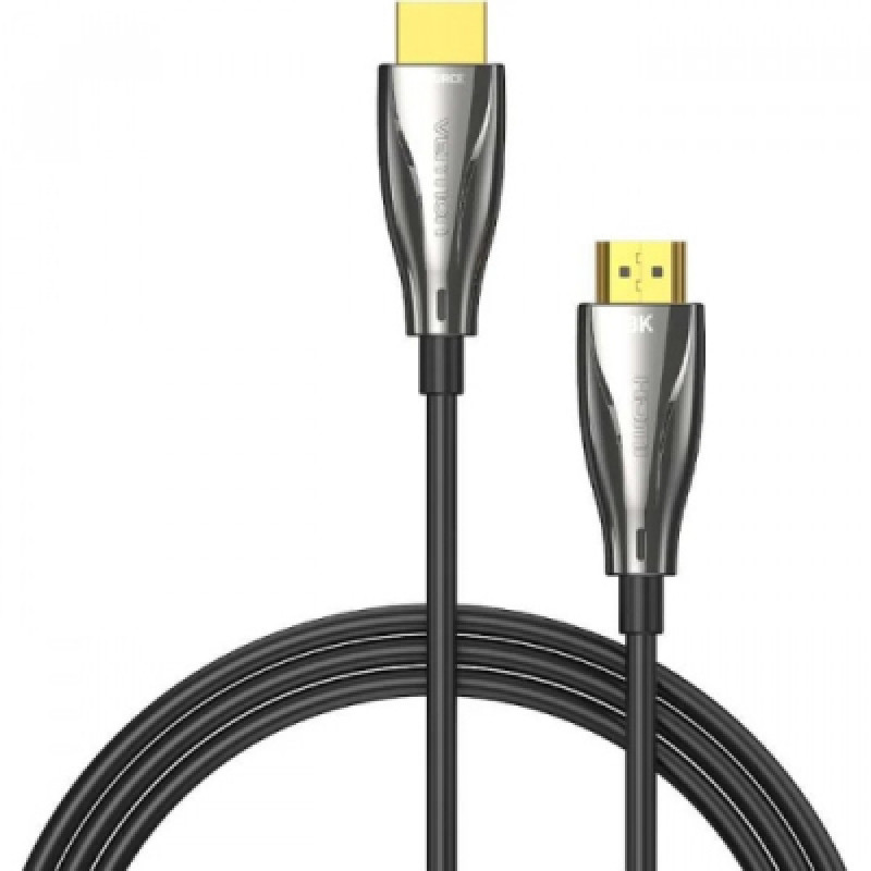 Кабель HDMI M - M, 15.0 м, V2.1, Optical 8K 60Гц 48Gbps Dolby 7.1 TPE Black Zinc Alloy  Vention