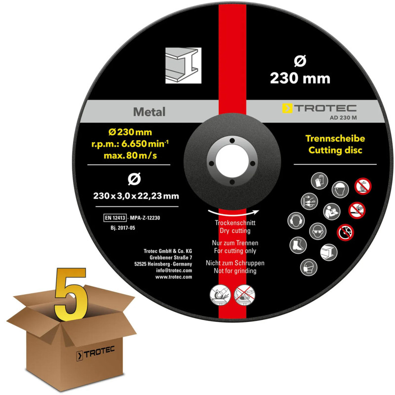 Круг отрезной по металлу Trotec 230х22.23х3.2 (5 шт) (6225001211)
