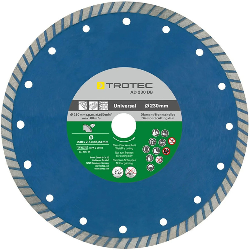 Диск отрезной алмазный Trotec Turbo Cutting Edge 230х22.23х2.5 (6225001221)