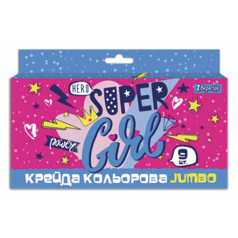 Мел 1 вересня цветной 9 шт, JUMBO 
