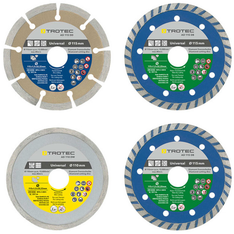 Набор отрезных алмазных дисков Trotec 110/115х22.23х1.2 (4 шт) (6225001121)