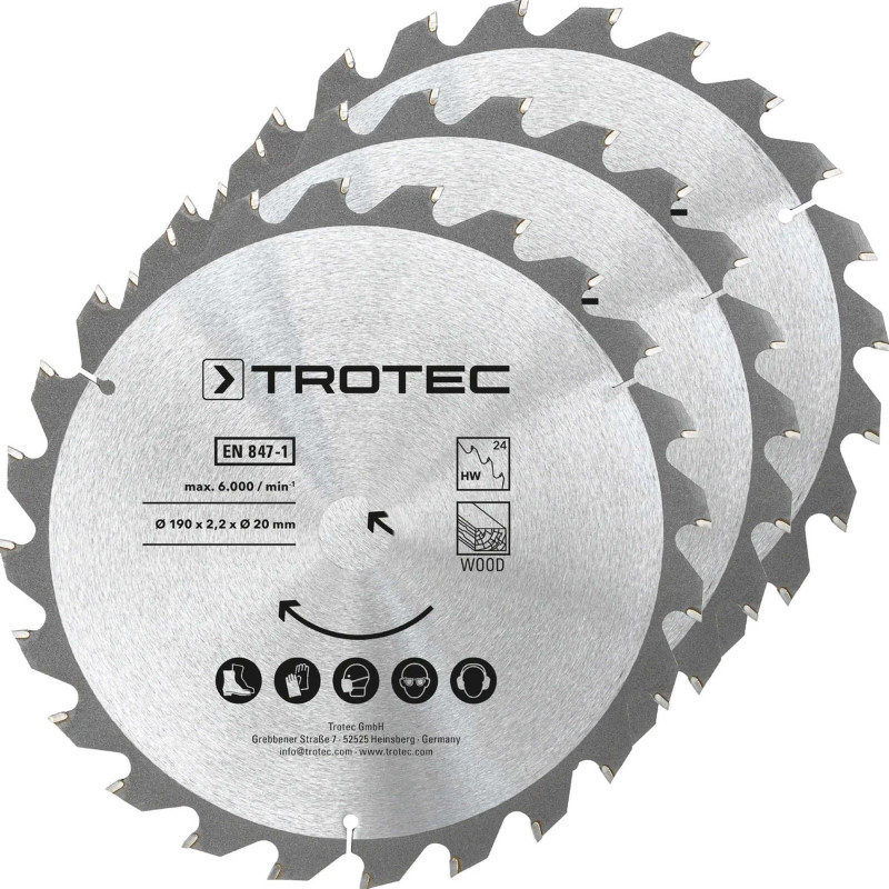 Диск пильный Trotec 190х20х2,2 HW24 Wood (3 шт) (6215001330)