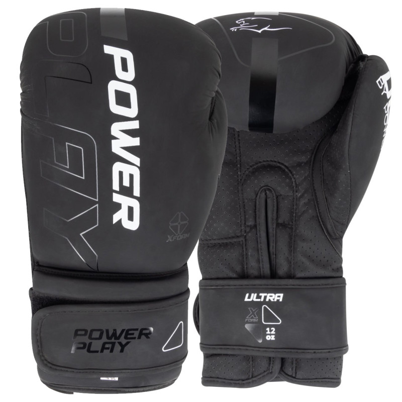 Боксерські рукавиці PowerPlay 3024 Ultra Mat Чорно-Білі 8 унцій