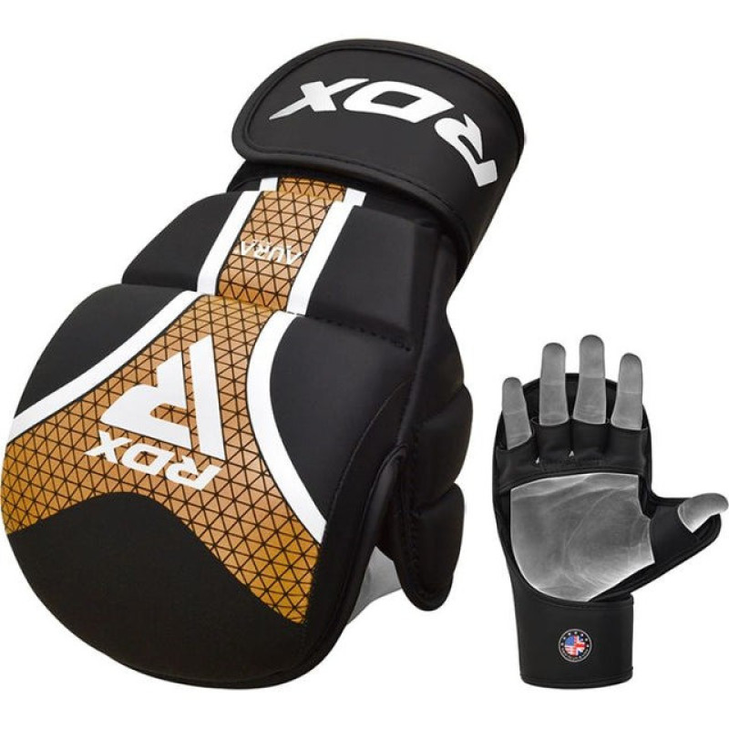 Рукавиці для ММА (Греплінгові рукавички) RDX SHOOTER AURA PLUS T-17 Black Golden XL